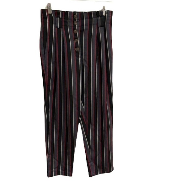 NWT Anthropologie The Korner Stripe High Rise Pleated Waist Pant SZ S - Picture 1 of 7
